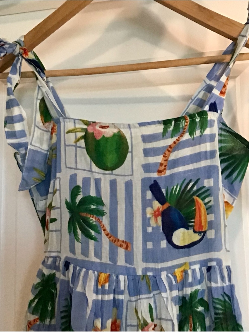 Women’s Blue Tropical Maxi Dress with Toucan Print